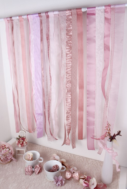 DIY 핑크 벚꽃 커튼(핑크리본재료 가성비 최고♥) - 20가지리본묶음구성 각 75cm